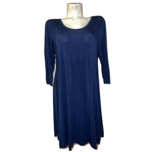 STYLE & CO Women's Size PXL Navy Blue Scoop Neck Swing 3/4 Sleeves Casual Dress